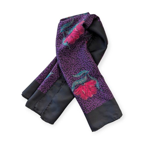 80s 90s silk LAURA ASHLEY magenta pink flower scarf 34" square - Picture 2 of 4
